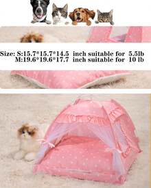 Princess Bed Tent House - Cute Tent Indoor,Small Dog House Indoor/Outdoor Cave Nest Bed Small Dog Tent,Puppy Tent (15.X15.X14.5/Pink)
