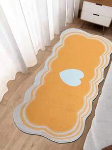 1 块波浪形地毯、不对称心形图案地毯、温暖毛绒门垫、卧室床边地毯、客厅地毯、家居装饰、可洗地毯 - 彩色 - 查看 3