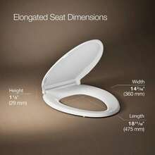 KOHLER 4636RL0 Cachet ReadyLatch Asiento de inodoro alargado tapa silenciosa asiento contorneado parachoques apretados y accesorios de instalación blanco 18.04 pulgadas de largo x 14.18 - Blanco - Ver 3