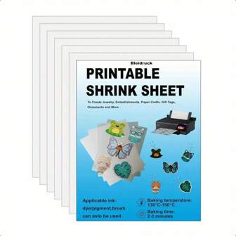 50pcs A4 Size Shrink Plastic Sheets, Glossy White, 8.3 X 11.7 Inches, Suitable For Inkjet Printers, Creative Handcraft