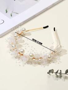 1pc Girls Elegant Pearl Flower Headband, Forest Sweet Headband, Alloy Material, Suitable For Girl, Daily Use, Ideal Choice For Gifts - Multicolor - View 5