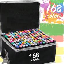 168Colors Alcohol Markers, Art Markers For Artists With Coloring App, Dual Tip Marker For Adult Painting Sketching Drawing With Travel Case Great Gift Idea,Back To School,School Supplies - 套裝 - 查看 1