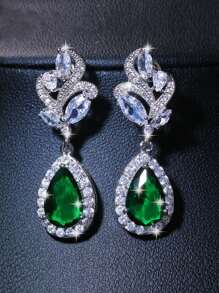 1 paire de boucles d'oreilles de mariée asymétriques avec design de goutte d'eau, accessoire de mode pour un port quotidien pour femmes