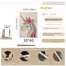 1pc Baby Room Decor Nursery Wall Art.Unicorn Mural, Unicorn Kids Room Decor, Girls Bedroom Mural, Whimsical Unicorn Poster, Kids Room Digital Wall Art, Playroom Decor, Toddler Room Prints, Eclectic Nursery Wall Art.Baby Nursery - Cute And Playful Children's Decor.Various Sizes 20-70cm, Framed Or Unframed Available, Perfect For Baby Room Decor.Home Decor, Summer Wall Art - Multicolor - View 25