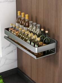 Küchen- und Badezimmer Aufbewahrungsregal, Material: Aluminiumlegierung, stabil und rostfrei, geeignet für Küche, Badezimmer, Balkon, platzsparend, zwei Montagemöglichkeiten, bohren nicht erforderlich