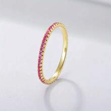 A Minimalist Bohemian-Style Synthetic Zirconia Eternal Birthstone Anniversary Stacked Ring, Engagement, Bride, Wedding Party Ring, Festival Jewelry Accessory, Daily Casual Accessory, High-Quality Jewelry For Women - Đỏ - Xem 8