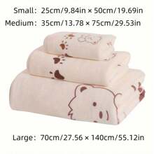 3 PiecesSoft Absorbent Cartoon Bath Towels: Small, Medium, Large - Perfect Choice