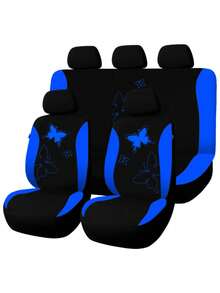 Butterfly Pattern Car Seat Covers Full Set – Universal Fit For SUV/Sedan/Van (5 Headrest Covers + 2 Front Seat Covers + 2 Rear Seat Covers) | Airbag Compatible, Stylish & Practical - Type a - View 17