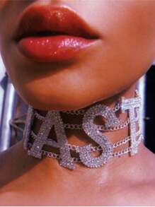1 colar com strass da moda com a letra "NASTY", acessório de joia sexy para festa feminina