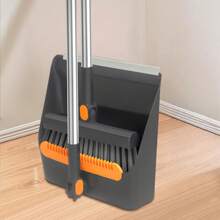 2pcs Home Broom, Dustpan And Brush Set, Thickened Broom, Long Handle Brush And Dustpan, Non-Stick Hair Floor Cleaning Tools For Home, Office, School Dorm, Cleaning Supplies, Cleaning Gadgets