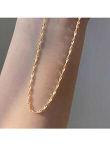 Exquisite Elegant Water Wave Chain Design Stainless Steel Plated Clavicle Chain Female Jewelry - Necklace - View 2