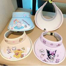 Sanrio 1PC Sanrio Cartoon Character Sun Hat, Featuring Hello Kitty, Hello Kitty, And Yugui Dog Patterns, Adjustable Polyester Fiber Top Hat, Suitable For Outdoor Activities, Cute Breathable Sun Hat, Summer Travel