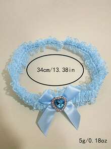 Lace Elegant Wedding Garter With Rhinestone Heart Decoration And Bow Bridal Garter Belt, Wedding Decoration Set– Bridal Leg Accessory For Wedding Season- Bridal Shower - Bride To Be - Bachelorette Party - Bridesmaid Gift - Multicolor - View 10