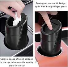Car Trash Can Bin With Lid, Mini Leakproof Vehicle Side Door Cup Holder Trash Can With Lid, Multipurpose Organizer Portable Garbage Bin For Cup Holder Car Home Office (Beige) - Beige - View 2
