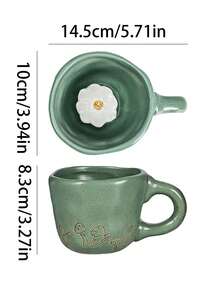 1 件可爱动物陶瓷杯，手绘云朵/花朵图案雕刻杯 - 适用于拿铁、早餐牛奶、创意卡布奇诺杯，是送给可爱风格爱好者的理想礼物 - 單杯 - 查看 16