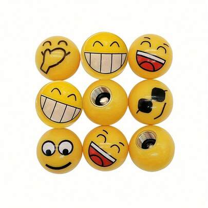4 piezas de tapas de válvula de neumático con cara sonriente divertida - se ajusta a automóviles, SUV, camiones, bicicletas y motocicletas