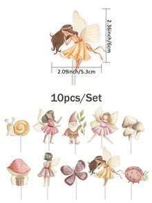 40 件花蘑菇纸杯蛋糕装饰、蝴蝶仙子纸杯蛋糕装饰、天使仙子纸杯蛋糕装饰，适用于生日快乐派对 DIY 蛋糕装饰、仙女主题派对用品 - 查看 2