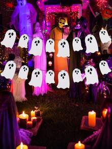 10pcs Ghost Flags Party Decorations Hanging Banners Garland For Halloween Live Streaming Home Room Scene Decor Props - Multicolor - View 3