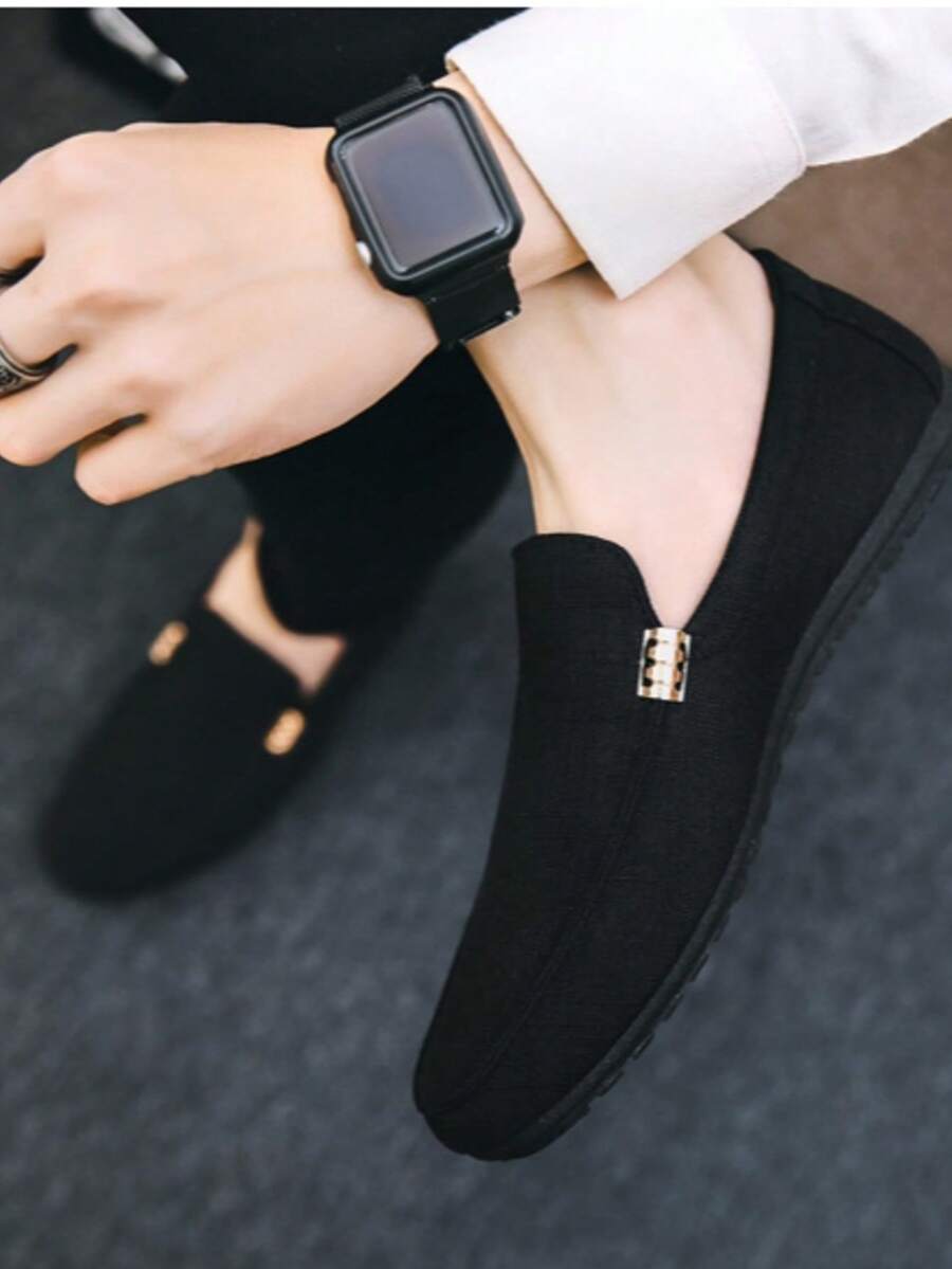 2025 Summer Canvas Slip-On Loafers For Men, Korean Fashion Casual Breathable Shoes