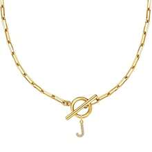 1 件金色 OT 扣项链，26 个字母 A-Z 吊坠项链，适合返校、毕业、节日礼物