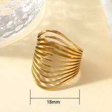 1 pièce Bague large minimaliste et de luxe en acier inoxydable à rayures multiples, accessoire de fête cadeau