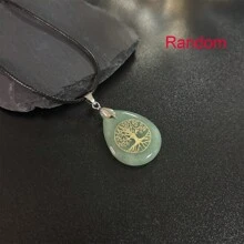 1pc Asymmetrical Pattern Natural Crystal Life Tree Pendant Necklace, Fashionable Everyday Wear For Women