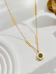 Mặt dây chuyền hình tròn khắc chữ số La Mã, chất liệu thép không gỉ, kiểu dáng thời trang punk, trang sức phổ biến, quà tặng cá nhân hóa. - Vàng - Xem 10