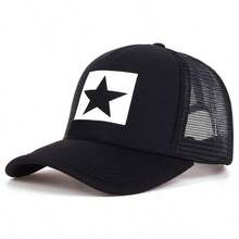 1pc Men's Star Print Baseball Cap, Adjustable Five-Pointed Star Trucker Hat, Casual Mesh Cap For Spring, Autumn, Outdoor, Travel, Beach, Party - Multicolor - View 2