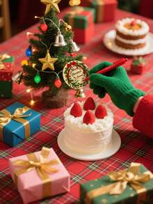 320 张/卷圣诞花环牛皮纸便签卷，6 种图案，大尺寸 3.8 厘米，礼物、卡片、婚礼、圣诞节、节日派对、礼品、信封、卡片 DIY 装饰、可写便签贴纸、PVC 贴纸、学校用品、返校 - 彩色 - 查看 2