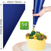 50 Disposable Piping Bags Per Pack, Extra-Large And Thickened 21-Inch Size, Suitable For Decorating Cookies, Cupcakes, And Dessert Cakes. A Must-Have For Back-To-School Season. - Blue - View 7