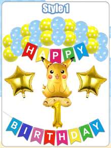 pokemon Pikachu Cartoon-förmige Geburtstags Party, Aluminium Folie Dekoration, Flaggen Dekoration, Digitales Set, Ballon