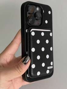 Minimalist Polka Dot Niche Magnetic Card Holder Case, Magsafe Leather Card Slot