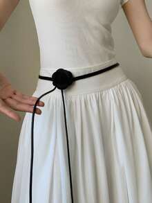 1 件夏季复古高端山茶花绳领带腰带项链、锁骨链、优雅花卉颈带腕饰秋季、秋季、万圣节 - 多色 - 查看 1