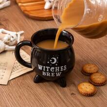 1pc Creative Ceramic Mug With Handle, 350ml Wide Mouth Black Witch Brewing Pattern Coffee Cup, Suitable For Holding Candy, Chocolate, Tea, Cereal, Decorative For Holiday Tabletop, Halloween Gift - Multicolor - View 7