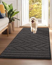 Dirt Trapper Mat Inside Long 50x120cm, Washable Non-Slip Doormat, Water-Absorbing Cleaning Mat, Carpet Runner Hallway, Doormat For Dog, Entrance, Hallway, Kitchen-Anthracite