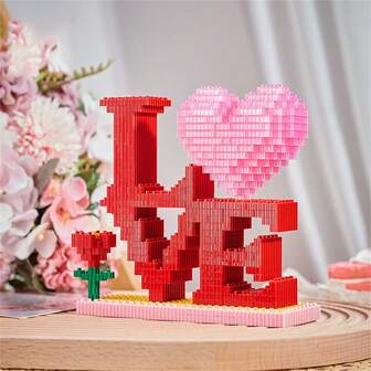 En uppsättning med 700 små partiklar för att montera byggklossar, Love Peach pennhållare, monteringsleksak, presentmodell, ornament, födelsedagspresent, julklapp etc.