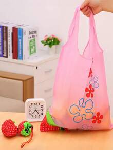 1-10 peças bolsa de armazenamento morango dobrável sacolas de compras reutilizáveis dobráveis nylon mercearia grande bolsa cores aleatórias