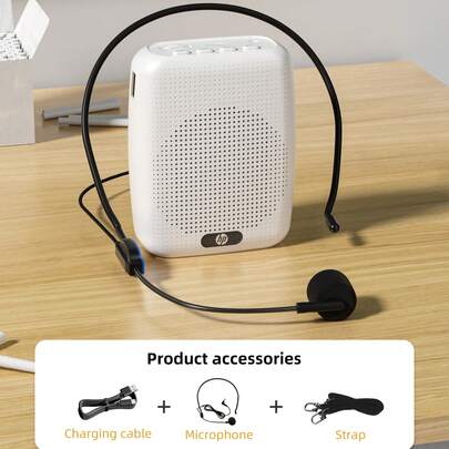  HP Portable Voice Amplifier Wired Microphone Mini Audio Speaker Natural Stereo Sound Loudspeaker For Teachers Speech,Black