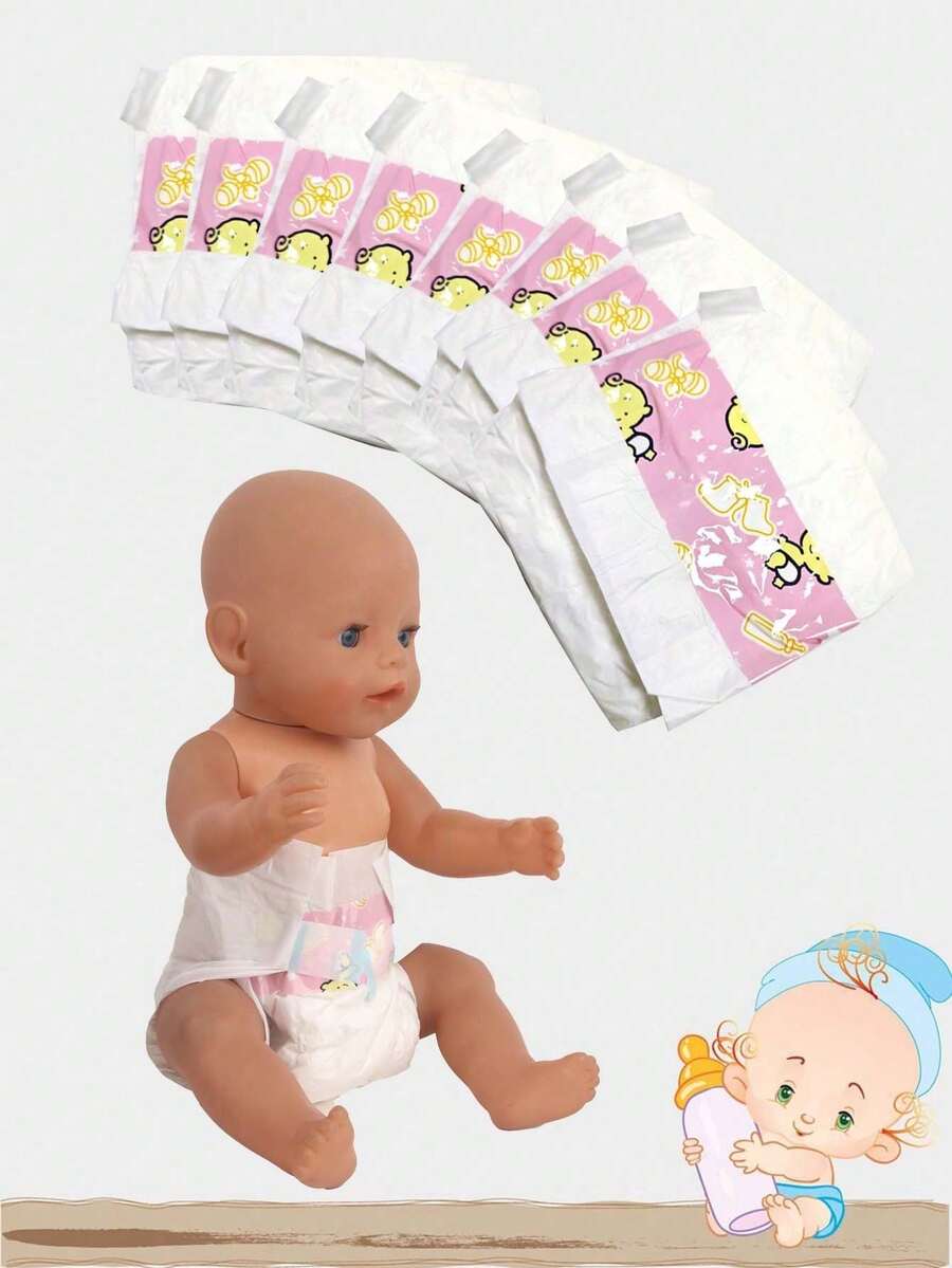 可爱的婴儿娃娃尿布,适合 17-18 英寸婴儿娃娃,时尚娃娃配饰,可重复使用的娃娃尿布裤,是节日、生日、新年送给孩子的好礼物 - 多款式 - 查看 1