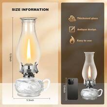2 Pack Rustic Large Oil Lamp With Handle Vintage Glass Kerosene Lamp Antique Oil Lamps For Indoor Use Emergency Lighting Hurricane Lamp Black Chamber Oil Lantern 12.6 Height - ClearBlack2 - View 4