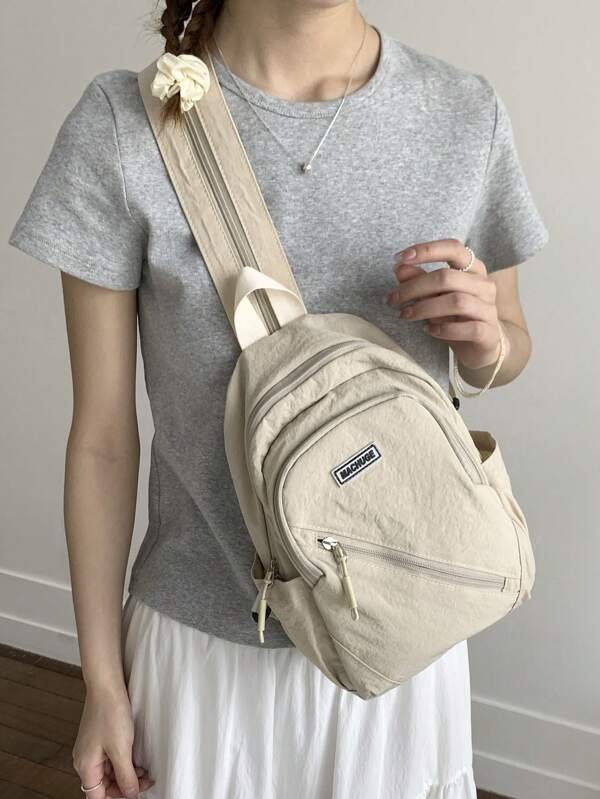 peach tree Unisex Multi-Purpose Chest Bag/Shoulder Bag/Sling Bag/Backpack For Travel, Cycling, Outdoor, Casual, Business, Vintage, Solid Color, Simple Design, Gift For Men, Women, Father, Halloween, Christmas