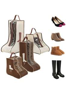 Boots Storage Bag, Long Boots And Short Boots Storage Shoe Bag, New Fashion Transparent Shoe Boot Dust Cover, Boot Bags For Women's Tall And Ankle Boots,Travel Home Non-Woven Boot Bag, Zippered Boot Covers With Carry Handles, Thickened Waterproof Portable Handheld Boot Storage Bag, Protective, Breathable, And Space-Saving - Ideal For Travel, Closet Organization, And Shoe Protection, Suitable For Flat Shoes, Ankle Boots And High Boots