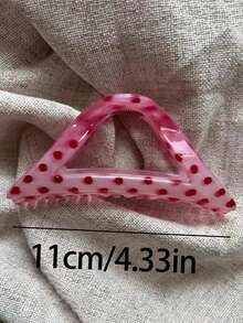 2个/1个 女士11厘米/4.33英寸粉色三角波点和棕色圆形轻质塑料发夹，时尚百搭高端优雅简约纯色发爪，适合日常休闲外出、派对、海滩、度假、扎头发、马尾辫、发髻、洗脸、沐浴、化妆、搭配服装的时尚发饰美发爪夹秋冬夏季服装 - 彩色 - 查看 2