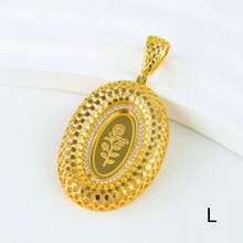 18k Gold Plated Vintage Arabic Style Pendant Necklace, Oval Shape, Bridal Wedding Party Jewelry Gift For Women - Pendant - View 21