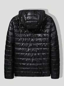 Men's Autumn/Winter Casual Outdoor Long-Sleeved Hooded Quilted Warm Fleece Zipper Jacket - Black - View 8