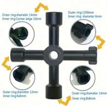 1pc Multi-Functional High Carbon Steel Key Wrench, Suitable For Electrical Cabinet, Elevator, Water Meter Valve, Cross Wrench