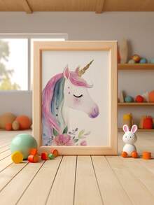 1pc Baby Room Decor Nursery Wall Art.Unicorn Mural, Unicorn Kids Room Decor, Girls Bedroom Mural, Whimsical Unicorn Poster, Kids Room Digital Wall Art, Playroom Decor, Toddler Room Prints, Eclectic Nursery Wall Art.Baby Nursery - Cute And Playful Children's Decor.Various Sizes 20-70cm, Framed Or Unframed Available, Perfect For Baby Room Decor.Home Decor, Summer Wall Art - Multicolor - View 4