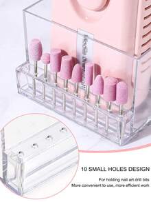 1 件迷你美甲钻机收纳盒，10 孔美甲钻头支架收纳，亚克力化妆品收纳盒美甲工具架展示架 - 無色 - 查看 5