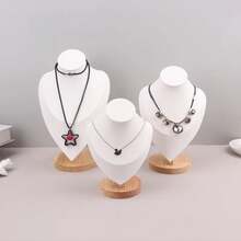 Organizador de terciopelo para exhibición de collares, soporte de exhibición de Joyas, busto de Maniquí, colgante de collar, exhibición de ventana WTJ8 - Negro - Ver 3