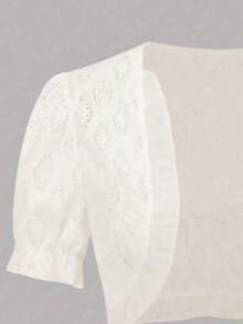 夏季女士镂空蕾丝短上衣，优雅泡泡短袖，女士服装